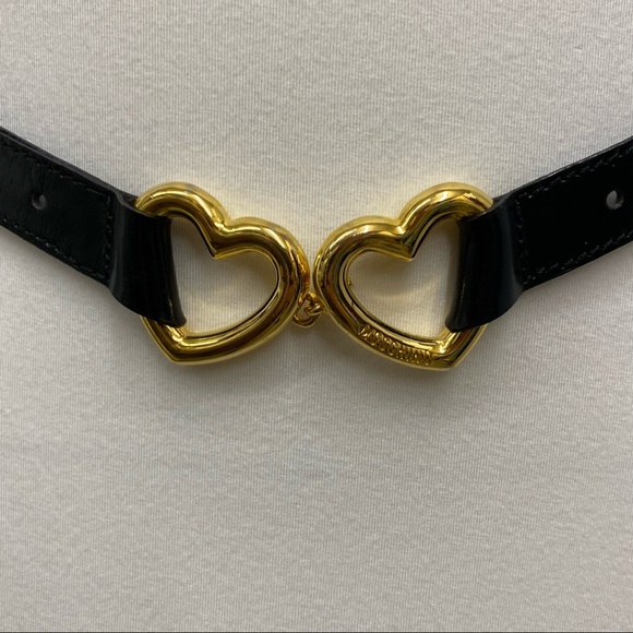 ❤️SOLD❤️ Moschino Double Heart Belt Redwall 38 - Picture 2 of 8